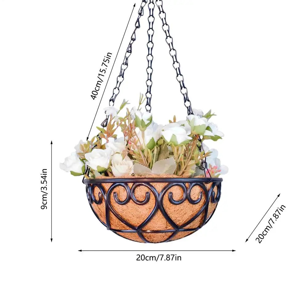 paniers suspendus décoratifs panier résine métal fleurs artificielles vintageextérieur balcon