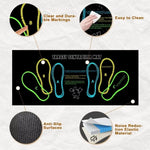 tapis squat fitness noir jaune bleu vert antidérapant durable lignes formes positions pieds