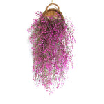 panier suspendu tressé rotin marron clair marron foncé beige clair traditionnel anneau métallique plantes