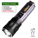 lampe torche led puissante rechargeable panneau solaire intégré lumière intense résistante chocs auto défense