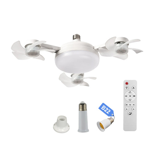 ventilateur lampe led 249 lumens vitesses télécommande moderne ailes translucides noir blanc