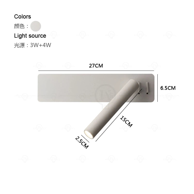 lampe murale moderne rotative bras articulé blanc led minimaliste fixée mur