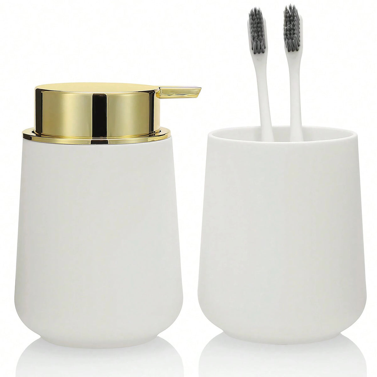 distributeur savon tasse dents noir mat moderne minimaliste respectueux environnement deux pièces