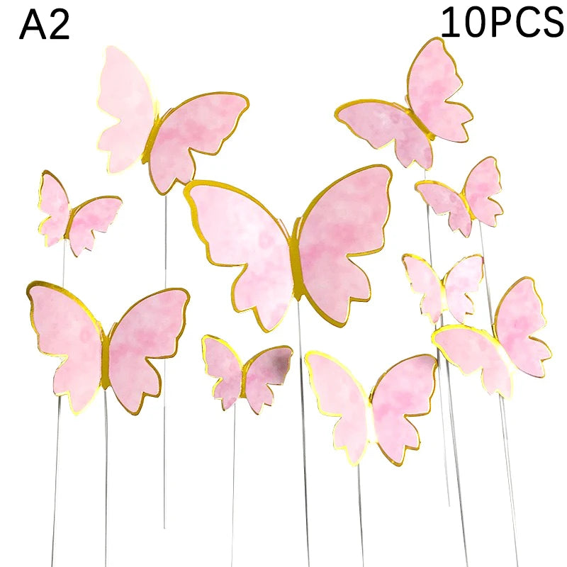 décoration gâteau papillon clips blanc rose doré festive anniversaire mariage féerique