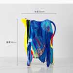statue cheval moderne marbré bleu orange blanc décoration salon meuble vin cadeauOpaque