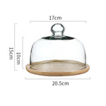 cloche verre couvercle service plateau d'exposition transparente base bois lisse moderne minimaliste