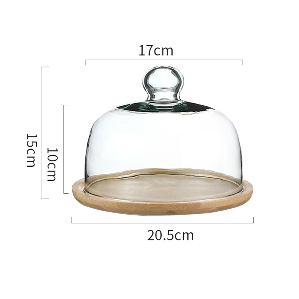 cloche verre couvercle service plateau d'exposition transparente base bois lisse moderne minimaliste
