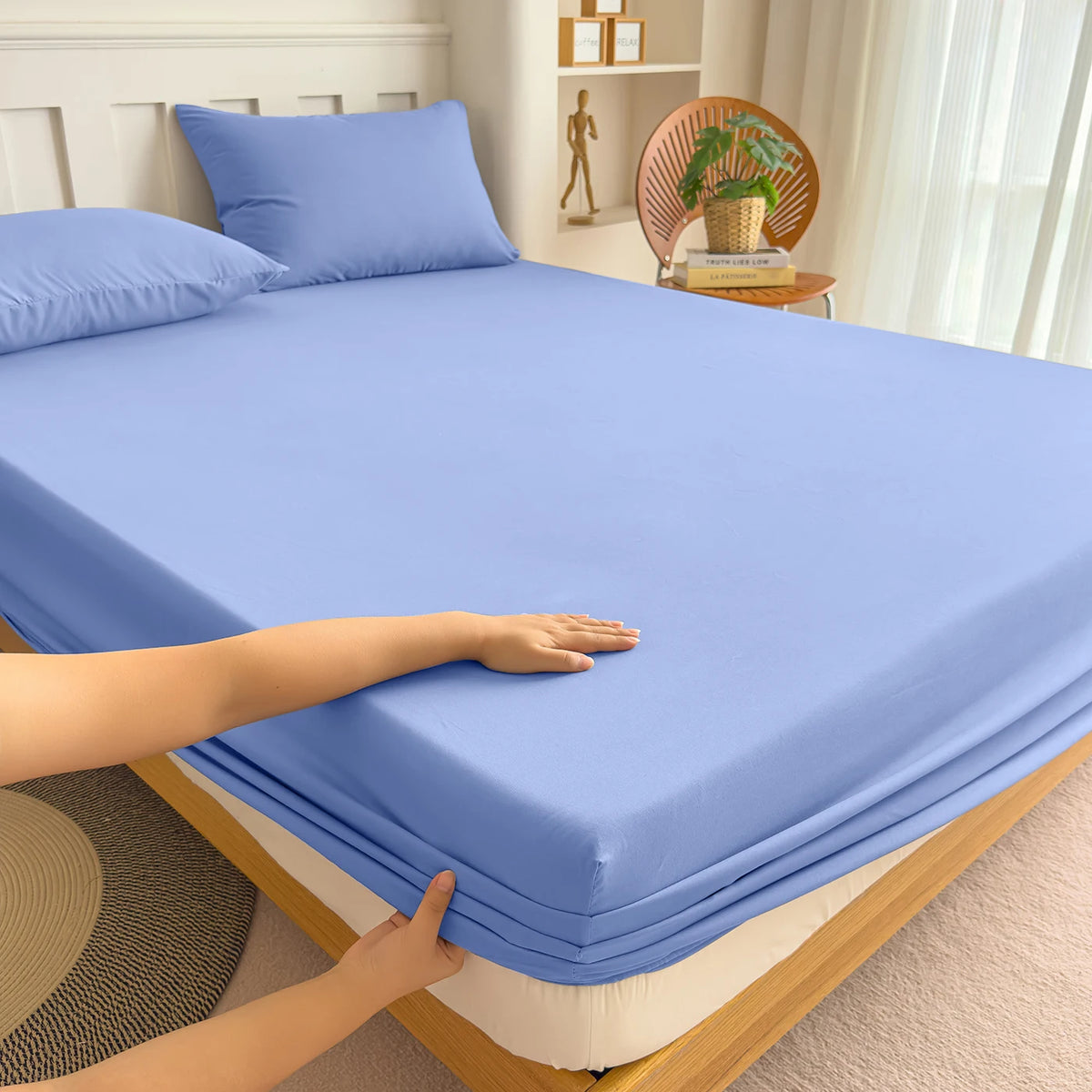 housse lit violet bleu marine gris uni anti acariens anti bactéries moderne 120x200 150x200