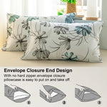 housses couette motif floral moderne blanc vert turquoise gris foncé abstraits lisses enveloppes corner