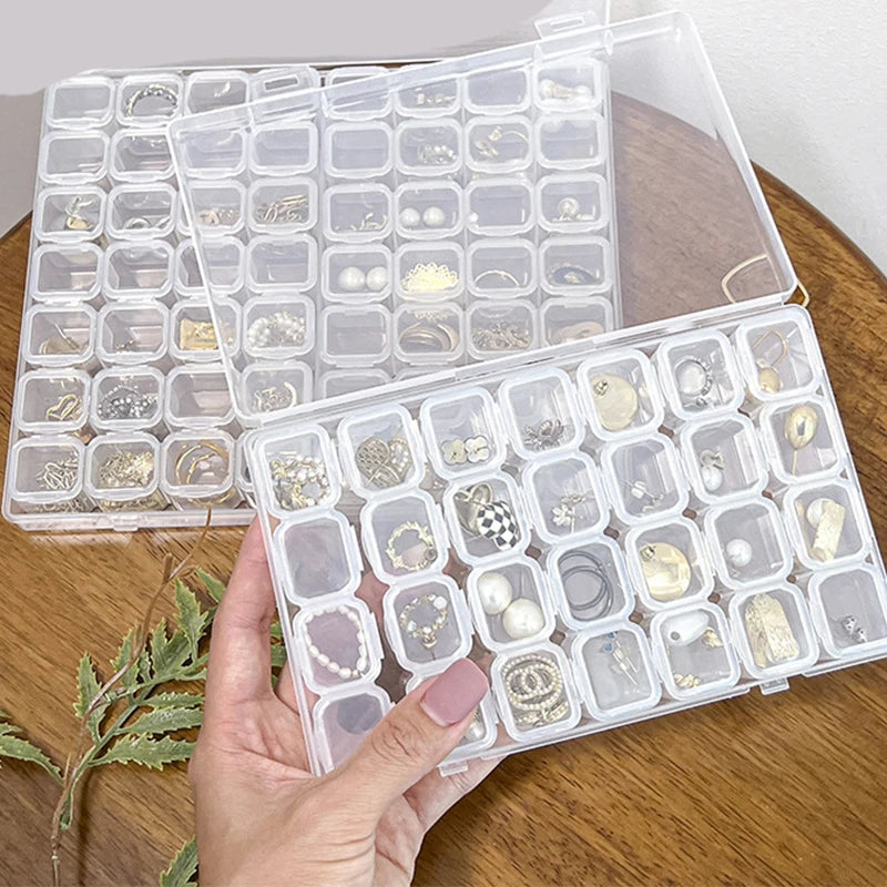 boîte rangement transparente clips bijoux organisation moderne compartiments accessoires pratique élégante stockage