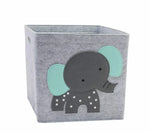 boîte rangement tissu felt pliable animaux motif gris clair enfant jouets vêtements poignées