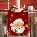 changement saison décoration noël chemin table flocons neige santa clause forêt cerfs motifs géométriques