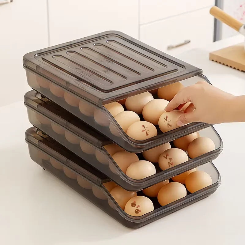 boîte œufs transparente moderne poignées support cuisine organisation aliments frais plastique qualité conteneur almacenamiento