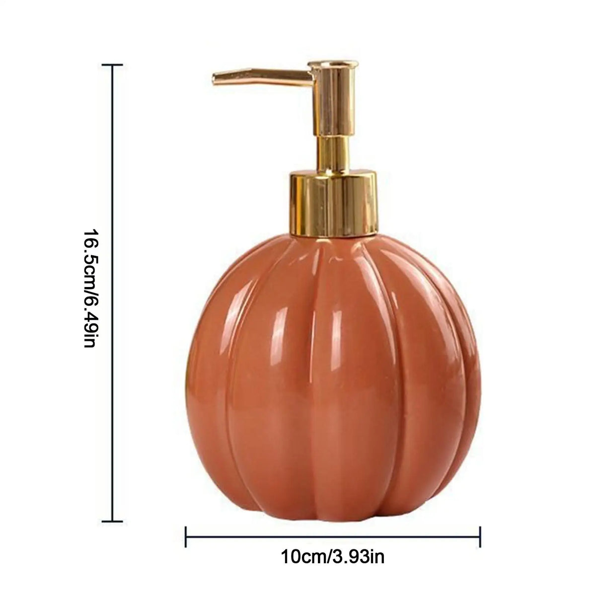 distributeur savon liquide citrouille orange moderne rechargeable pompe dorée