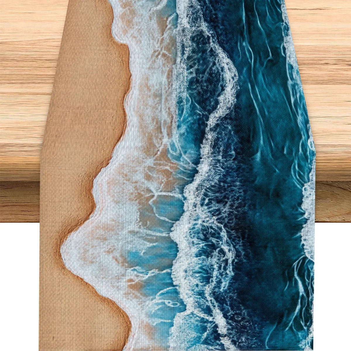 nappes polyester chemins table motif vague mer décoratives marin bohème aspect texturé semi transparent