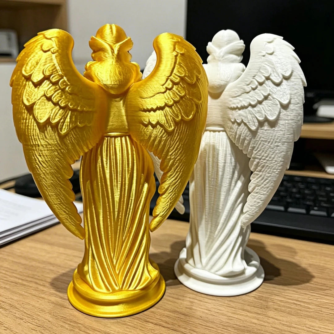 statue ange blanc or impression 3d texture brillante classique religieuse autel maison