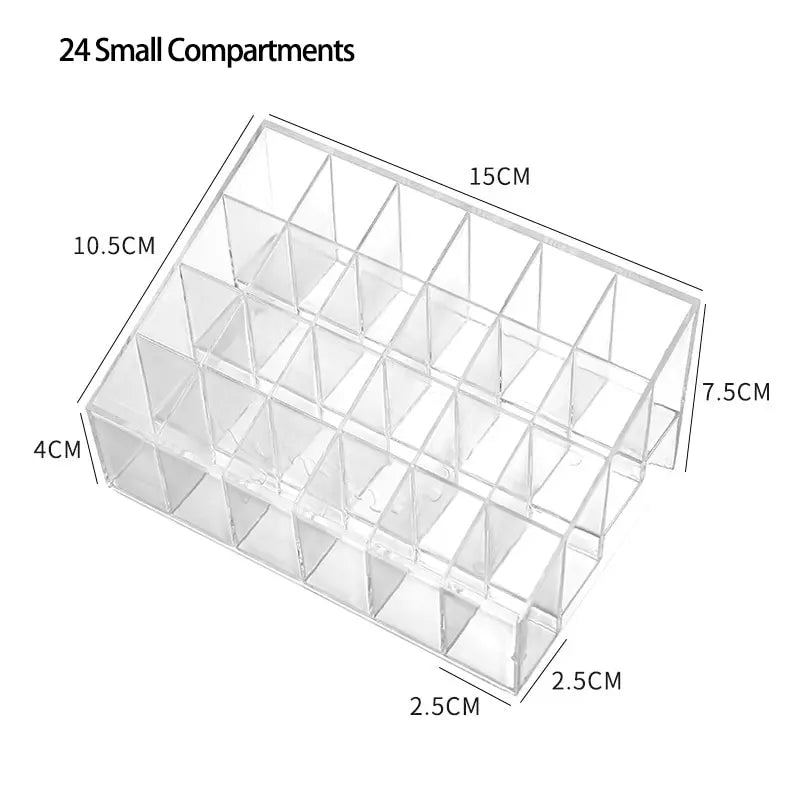 présentoir transparent moderne 24 compartiments rangement cosmétiques rouges lèvres bijoux minimaliste
