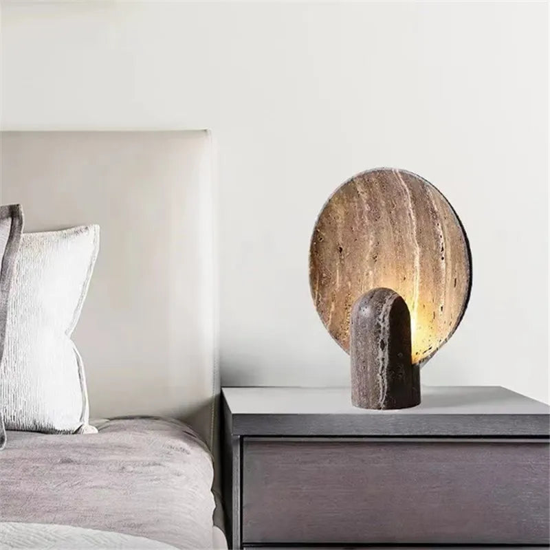 lampe résine marbrée minimaliste marron gris veineuse salon chambre coucher led moderne