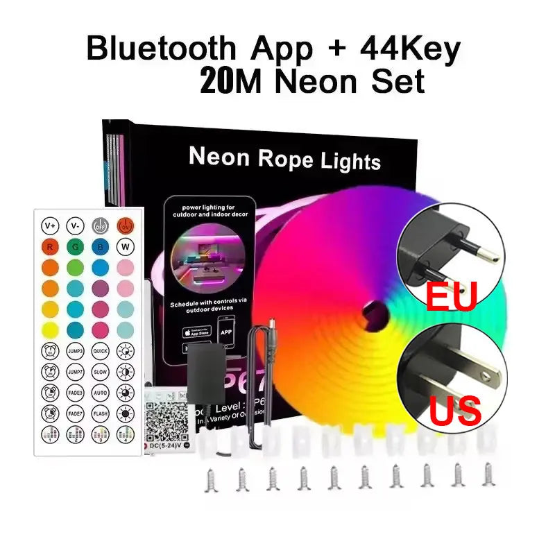 ruban led néon multicolore rayures horizontales moderne clips fixation bluetooth adaptableextérieur