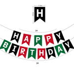 guirlande fanions happy birthday bleu rose noir gris vert turquois festif anniversaire enfant mariage