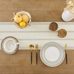 chemin table coton géométrique franges beige rustique décoration intérieure bohème farmhouse