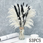 bouquet pampas séchés noir blanc décoration maison halloween anniversaire boho festive