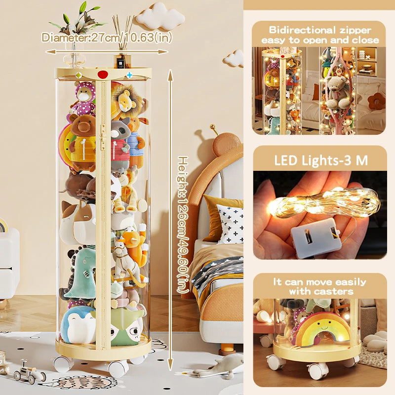boîte jouets rotative transparente moderne roulettes multicolore organisateur enfant plastique respectueux environnement