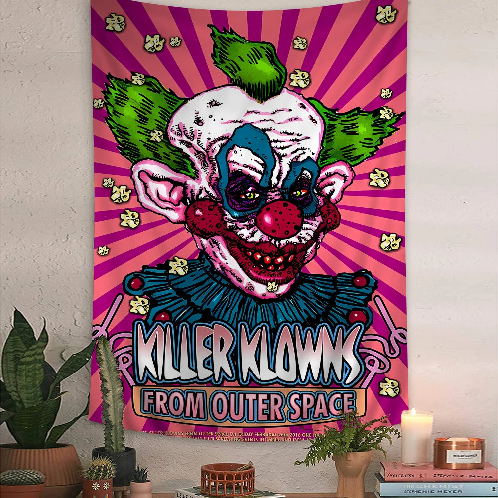 tapisserie murale décorative clowns pop art multicolore tissu polyester chambre dortoir salon maison