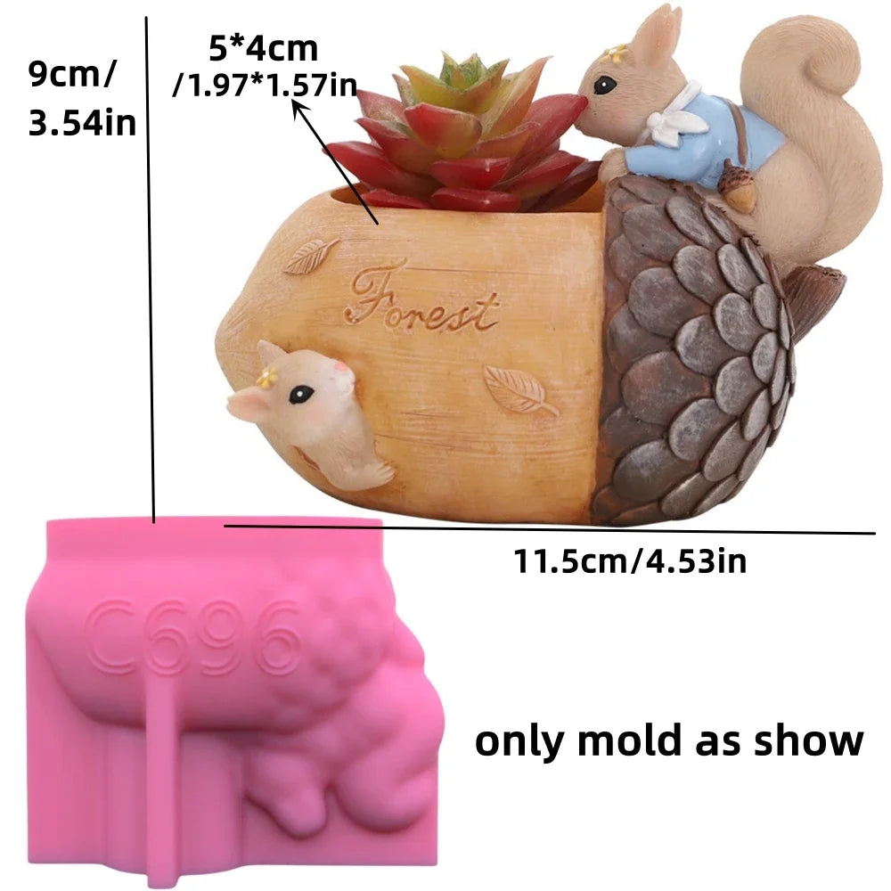 moule silicone cache plantes animaux girafe éléphant écureuil décoratif adhésif succulente figurines opaques