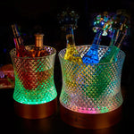 seau glace lumineux triangles relief moderne rouge vert bleu violet champagne élègant rechargeable