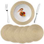Set de 6 napperons ronds tissés lavables rouges sur une table de Noël