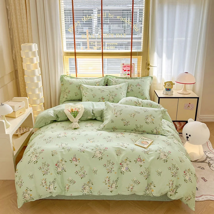 Parure de lit vert sauge avec housse de couette et taies d'oreiller