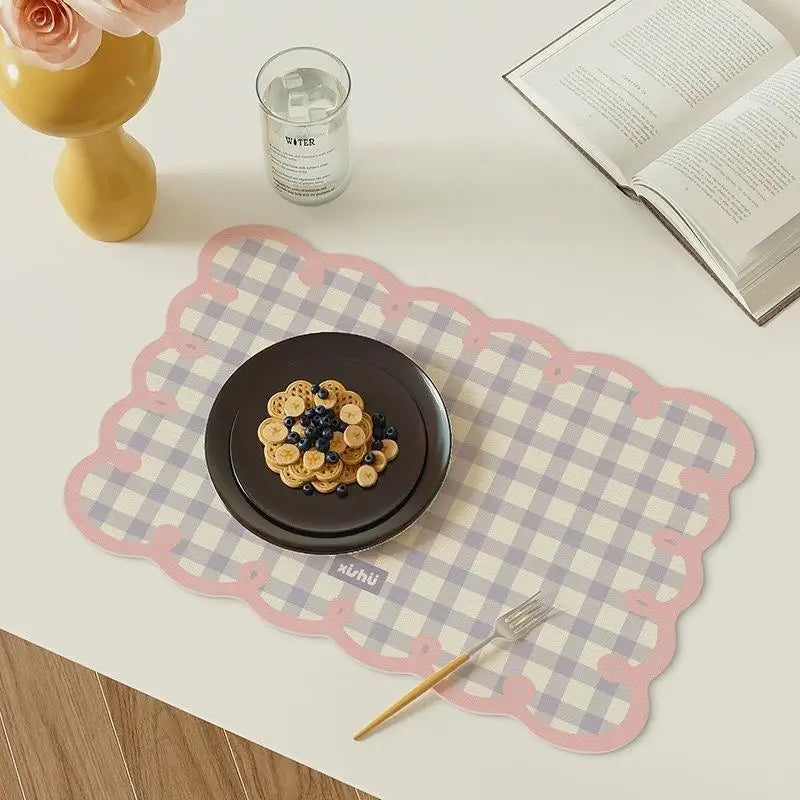 tapis table bleu clair rose jaune carreaux géométrique vintage rustique adhésif moderne rectangle
