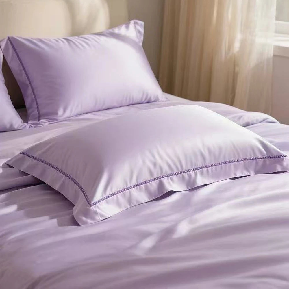 taies d'oreiller eucalyptus lyocell violet clair uni rafraichissante été moderne non toxique 2pcs 48x74cm