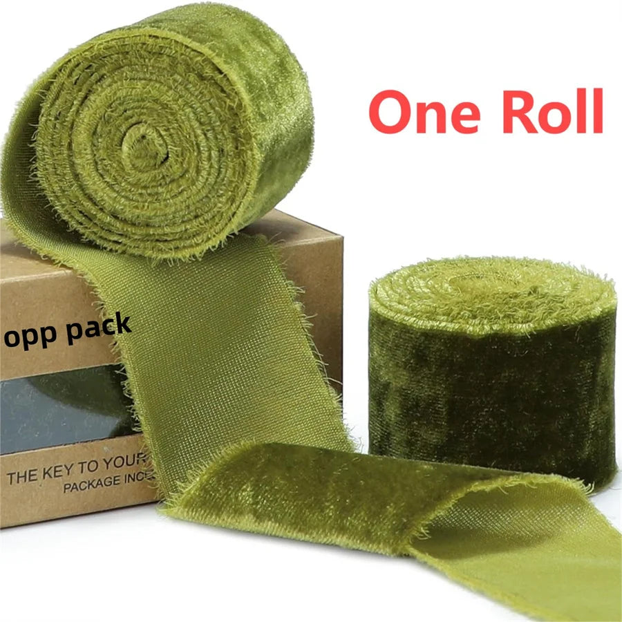 ruban velours vert foncé texture veloutée double face 4cm largeur décoration mariage emballage cadeau