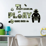 décoration murale autocollant 3d glow nuit graphique jeu vidéo moderne vert fluo noir chambre