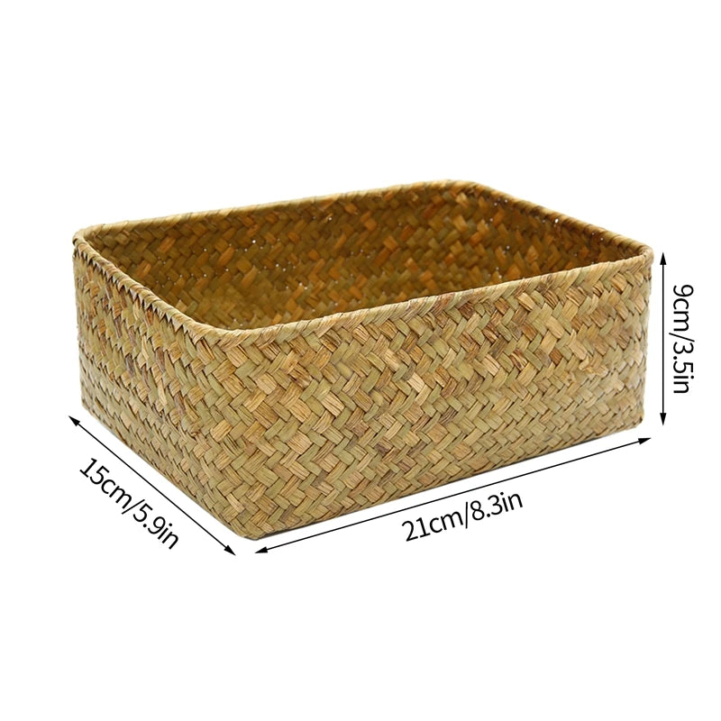 panier rangement paille marron clair rustique multifonctionnel réutilisable respectueux environnement tổ chức đồ dùng