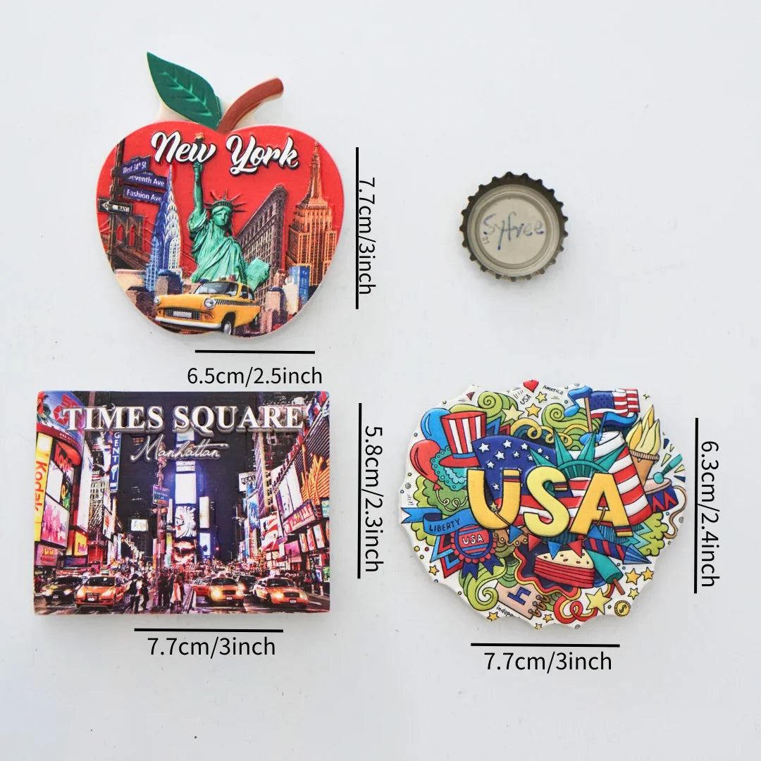 aimants york times square apple usa illustrés rouge vert bleu Jaune