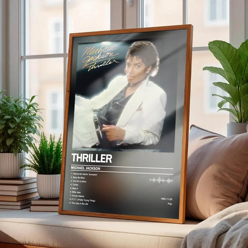 affiche Michael Jackson Thriller album noir blanc gris moderne decor papier print poster living