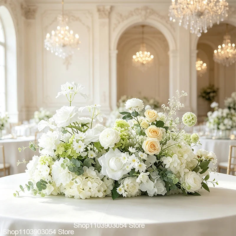 décoration florale artificielle bouquet mixte classique extérieur intérieur blanc vert rose