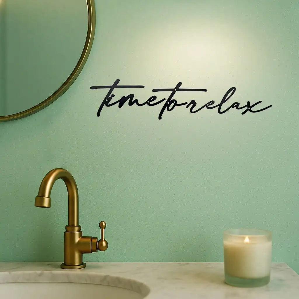 décoration murale métal timetorelax calligraphie moderne minimaliste noir vert doré marron blanc chambre salon