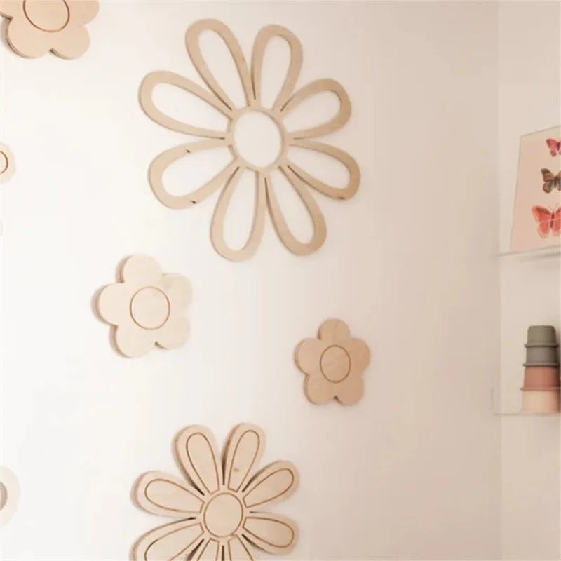 décorations murales fleurs bois décor enfant floral bohème motifs floraux textures naturelles