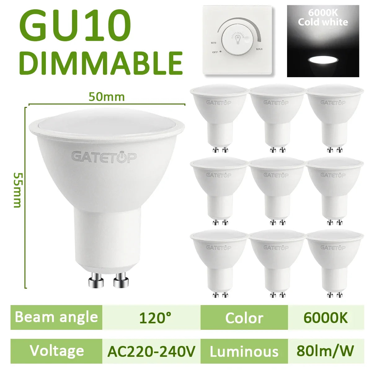 ampoule led gu10 blanc moderne rail éclairage intérieur maison chambre salon projecteur 50w