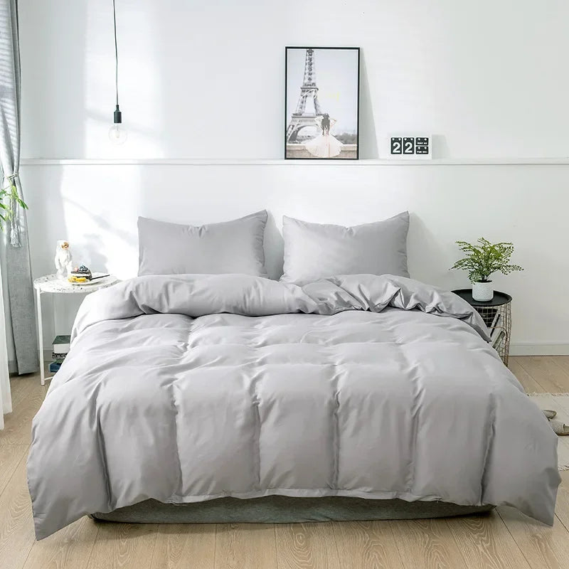 Housse de couette unie gris clair