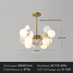 suspension lumineuse moderne multicolore boules translucides branches métalliques led salon chambre