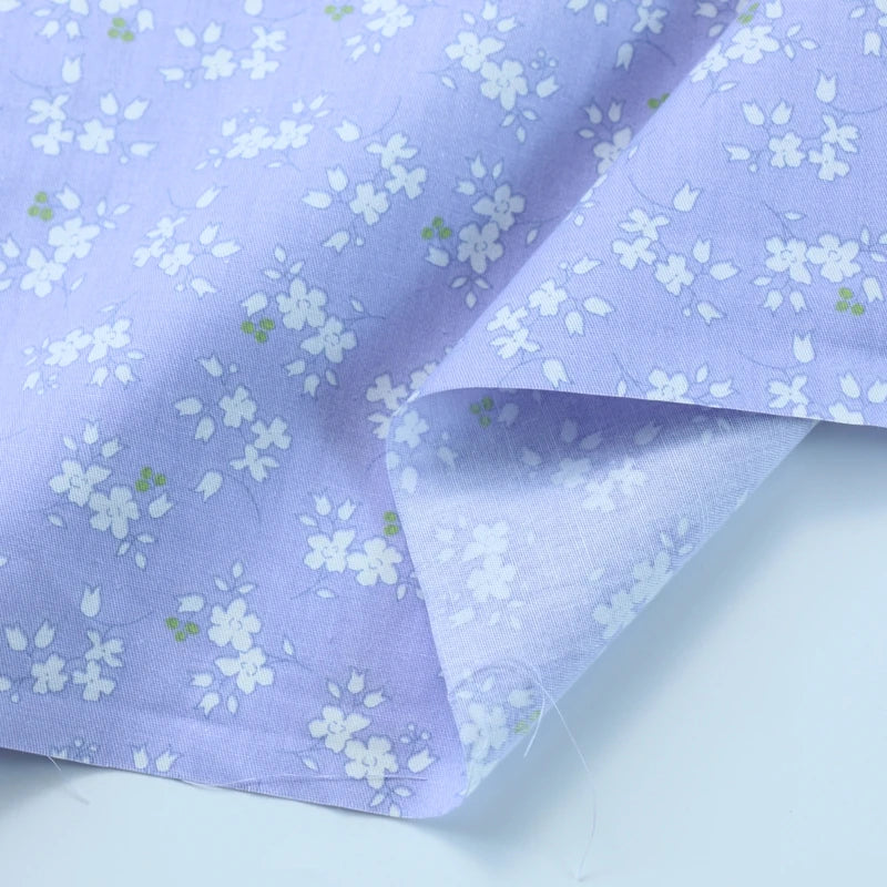 tissu coton biodegradable 160x50cm floral rose clair violet jaune bleu ciel classique