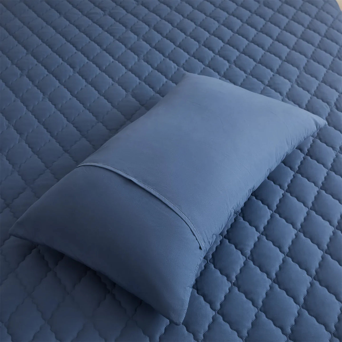 taies d'oreiller imperméables patchwork bleu moderne maison carreaux géométriques polyester 300 fils