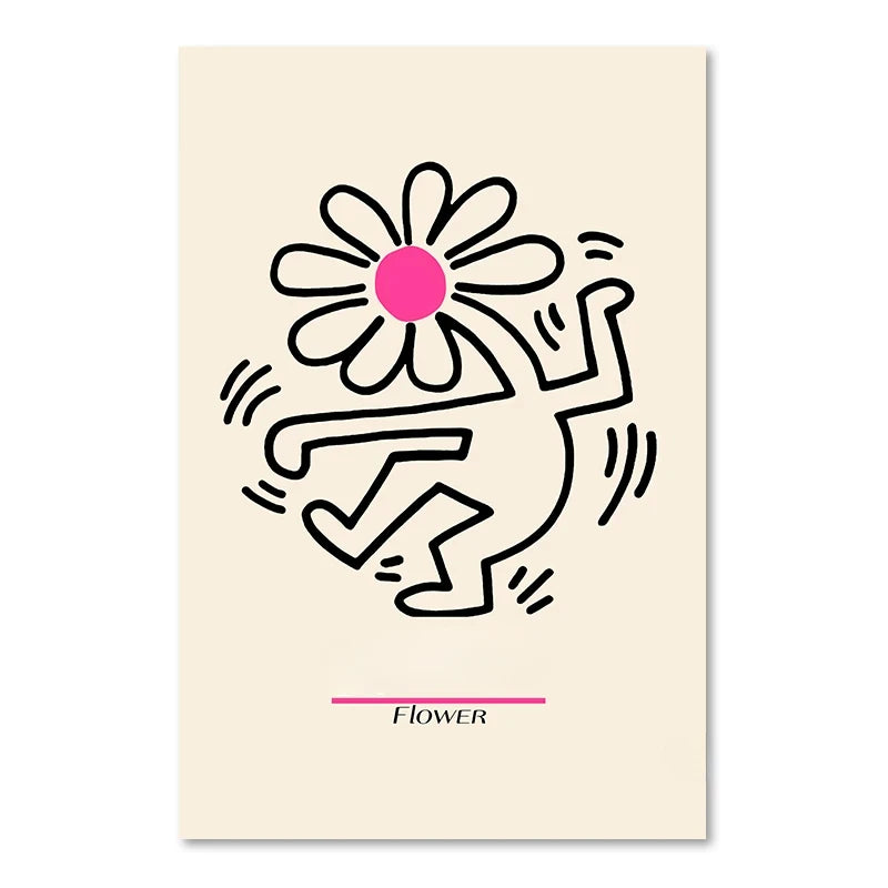affiche abstraite picasso rose paysage contemporain sans cadre toile blanche salon bohême moderne horizontal