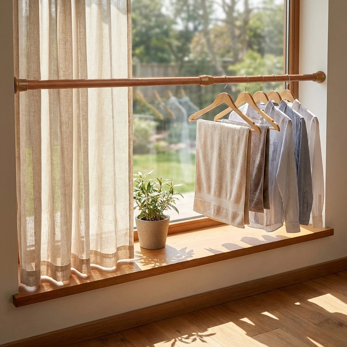 tringle rideau extensible marron rustique bohème semi transparent moderne vêtements pinces linge