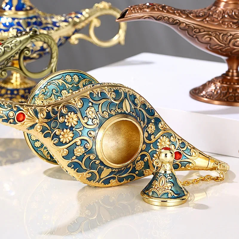 lampe huile ornementale artisanale métal durable décoration vintage table chambre orcement